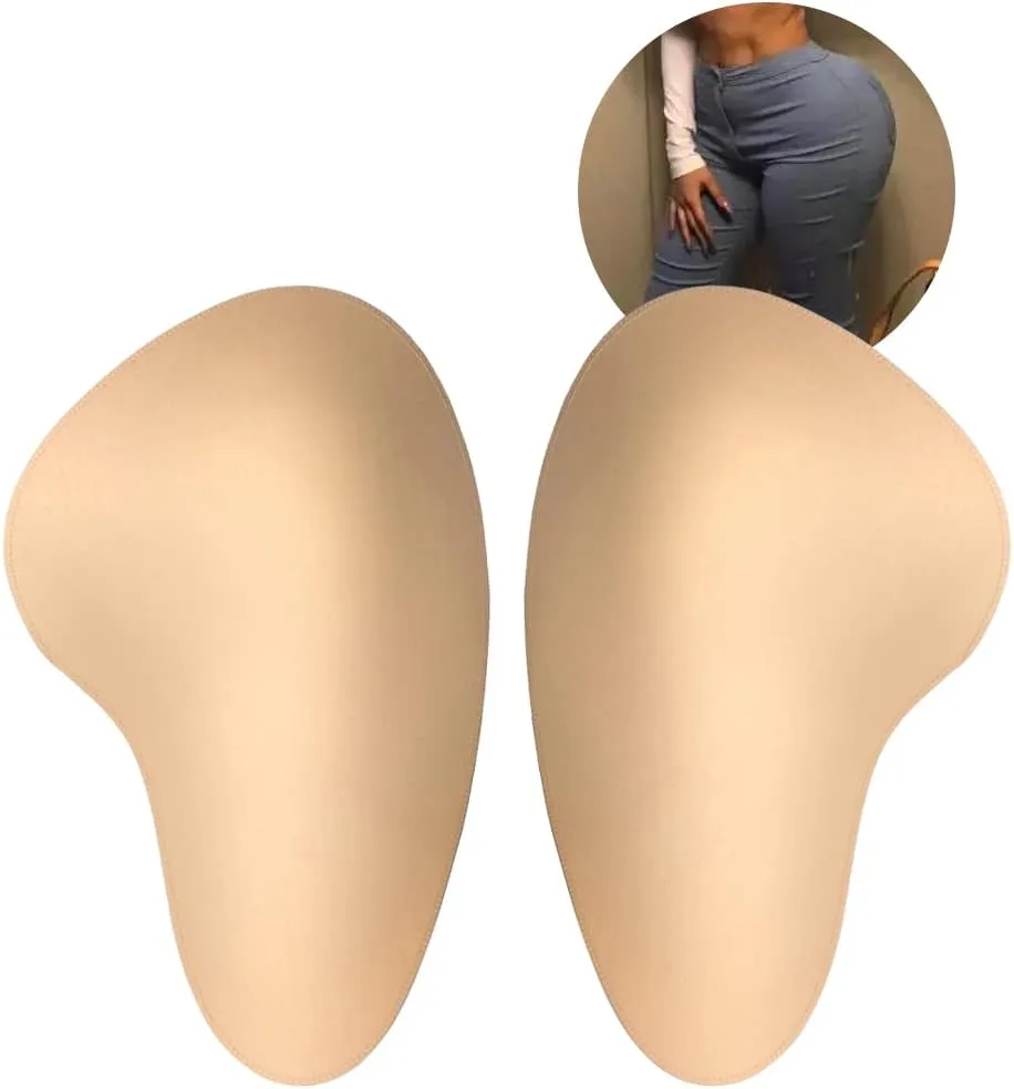 1 Pair Breathable Sponge Butt Lift Pads,Hip Thigh Pads Reusable Buttocks Enhancers Inserts Removable Padding for Padded for Underwear Panties Crossdressing (Beige)