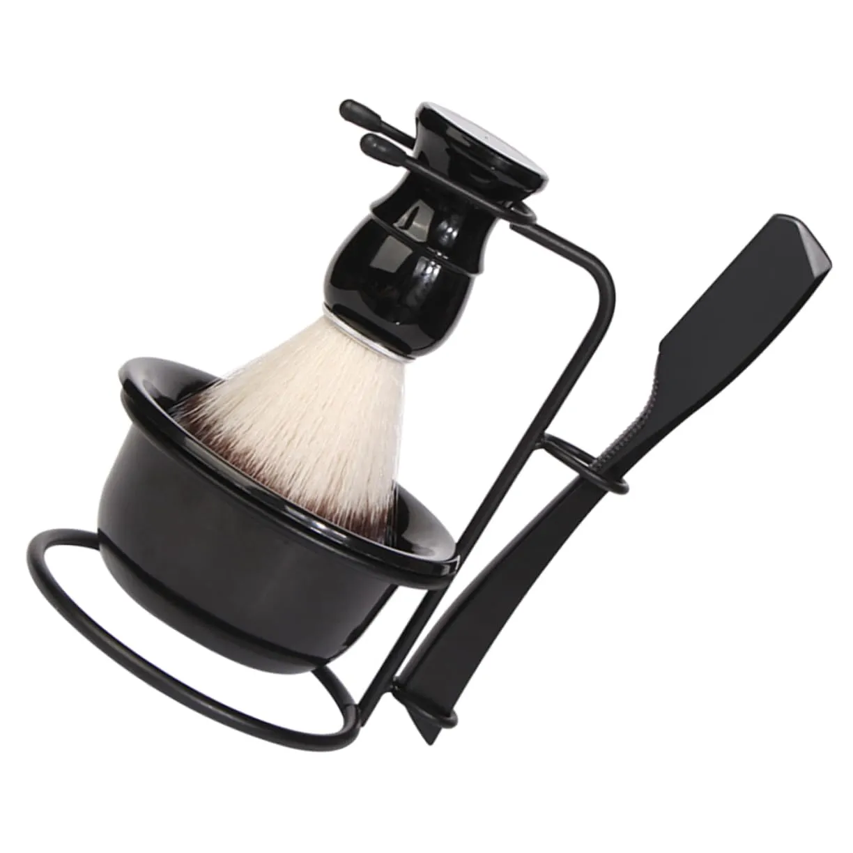 1 Set Men Manual Shaving Set Complete Kit with Razor Shaving Brush and Foaming Bowl Grooming Tool for Bathroom Use