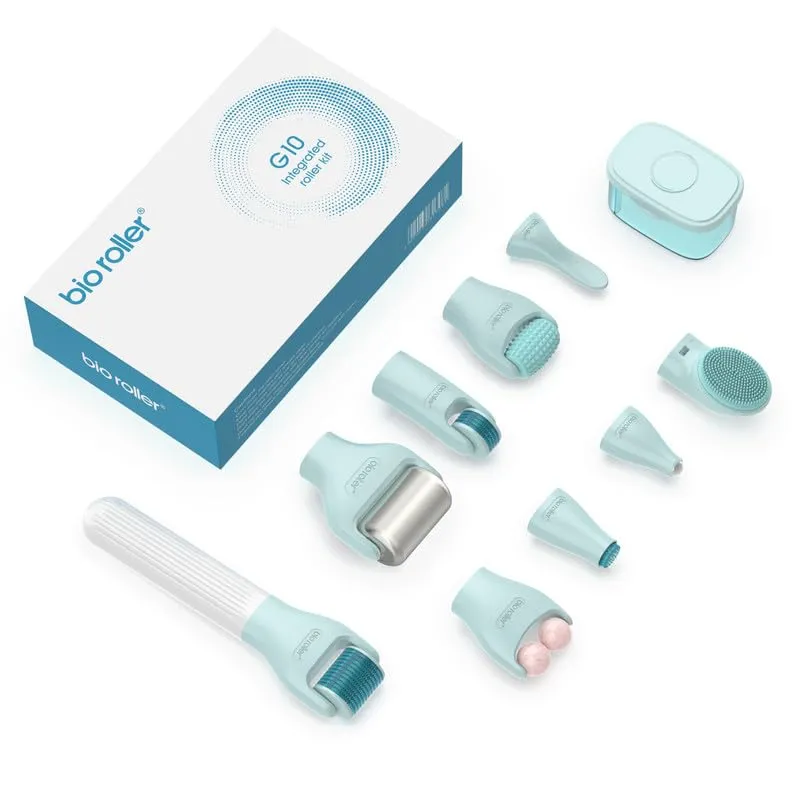 10 in 1 Derma Roller set, 0.25mm Microneed Roller kit for women and men, Include 9 replaceable roller heads and a Sanitizing Box, Titanium Microneedle roller and Facial Skin Care Massagers