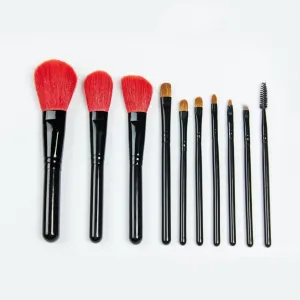 10 Makeup Brushes Set Wooden Handle Makeup Tools Beauty School Makeup Brushes(D)