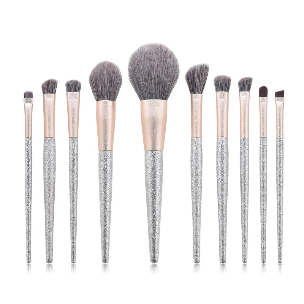 10 pieces of makeup brush set brush end silver lisa powder brush powder blusher brush makeup tools