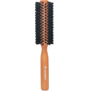 100% Boar Bristles Round Brush for Hair Styling - Professional Salon-Grade Volumizer with Heat Resistant Core, Creates Shine & Smoothness for All Hair Types (Men, Women, Curly/Thick/Fine/Wet/Dry)
