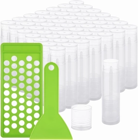 100Pcs Twist-up Lip Balm Tubes with Filling Tray and Spatula, 5.5ml (3/16 Oz) Empty Plastic Lip Gloss Balm Containers for DIY Homemade Lipsticks, Chapsticks and Homemade Solid Perfume