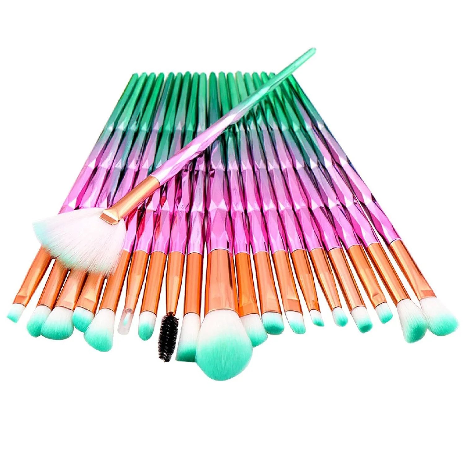 10/20 Pcs makeup brush set eyeshadow mixed liquid foundation eyebrow blush double-headed brush beauty makeup tool 20PCSGreenpink