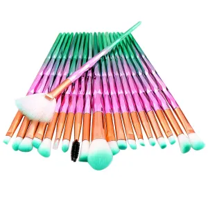 10/20 Pcs makeup brush set eyeshadow mixed liquid foundation eyebrow blush double-headed brush beauty makeup tool 20PCSGreenpink