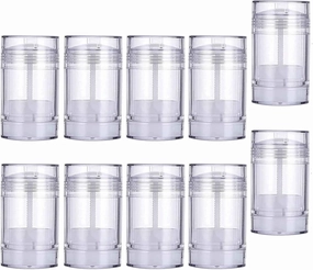 10 Pack 50ML/1.7 Oz Clear Empty Deodorant Containers Twist Up Filling Stick Plastic Deodorant Container Round Lip Balm Tubes Refillable Deodorant Tubes DIY Deodorant Lipstick Crayon Chapstick