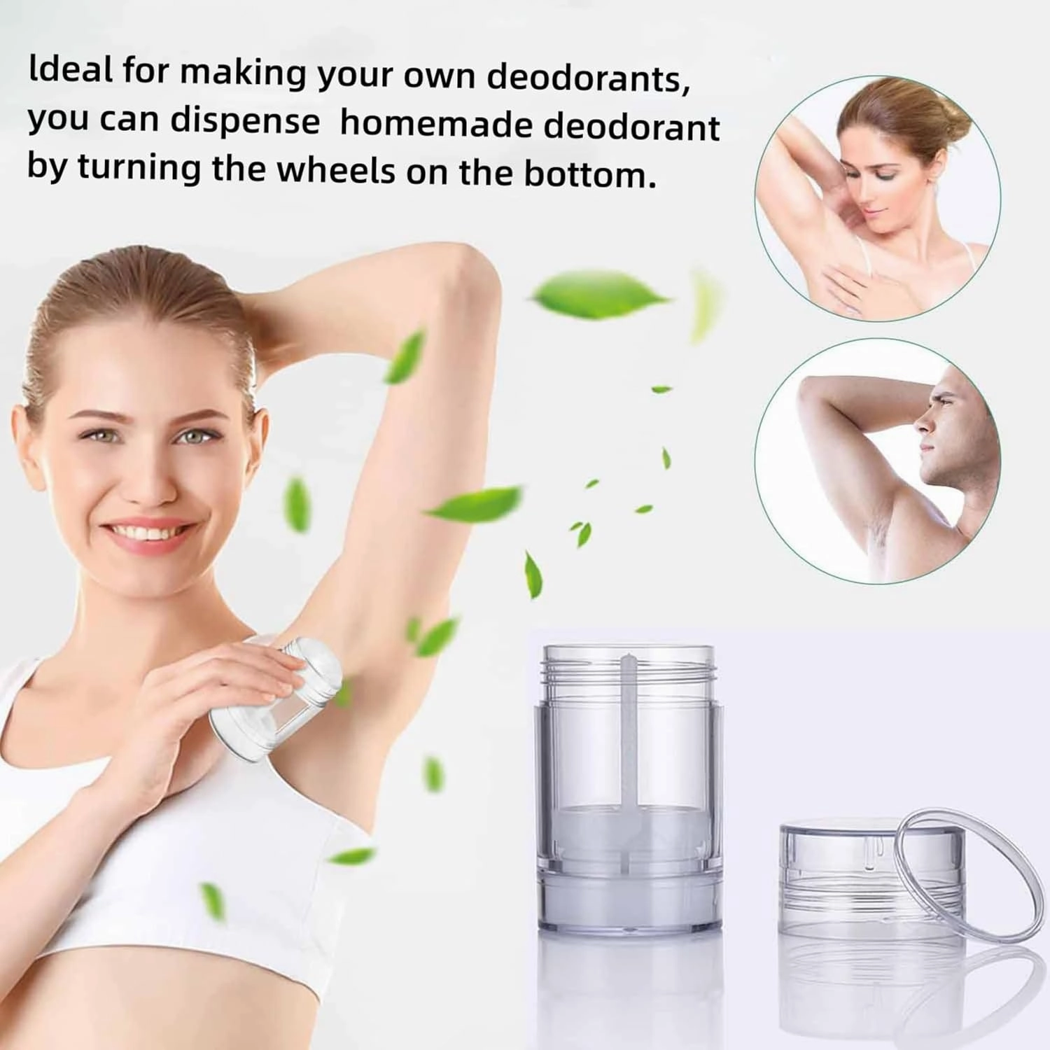10 Pack 50ML/1.7 Oz Clear Empty Deodorant Containers Twist Up Filling Stick Plastic Deodorant Container Round Lip Balm Tubes Refillable Deodorant Tubes DIY Deodorant Lipstick Crayon Chapstick