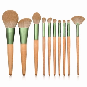 10 Wooden Handle Makeup Brush Set Powder Eye Shadow Eyebrow Brush Makeup Tool