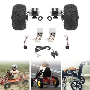 10Inch Motor Drive Air Wheel Conversion Kit 36V 350W Double Wheel Set for Electrical Beach Scooter, Double Motor Wheel Kit with Thumb Throttle & Reverse Gear Switch for Electric Cart Scooter Go-Kart