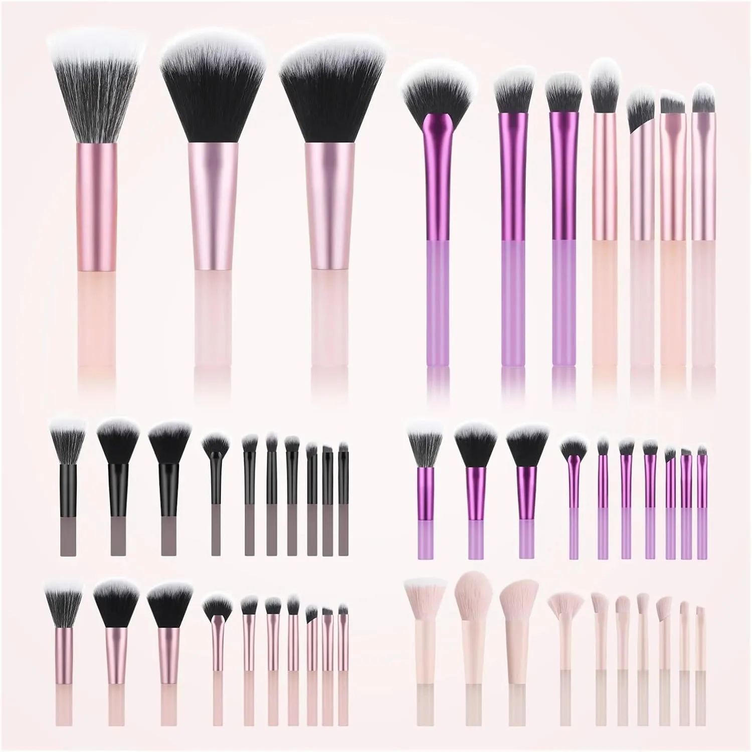10pcs Multifunctional Makeup Brush Set - mini, Compact and Easy to Carry, Suitable for novices(Pink)
