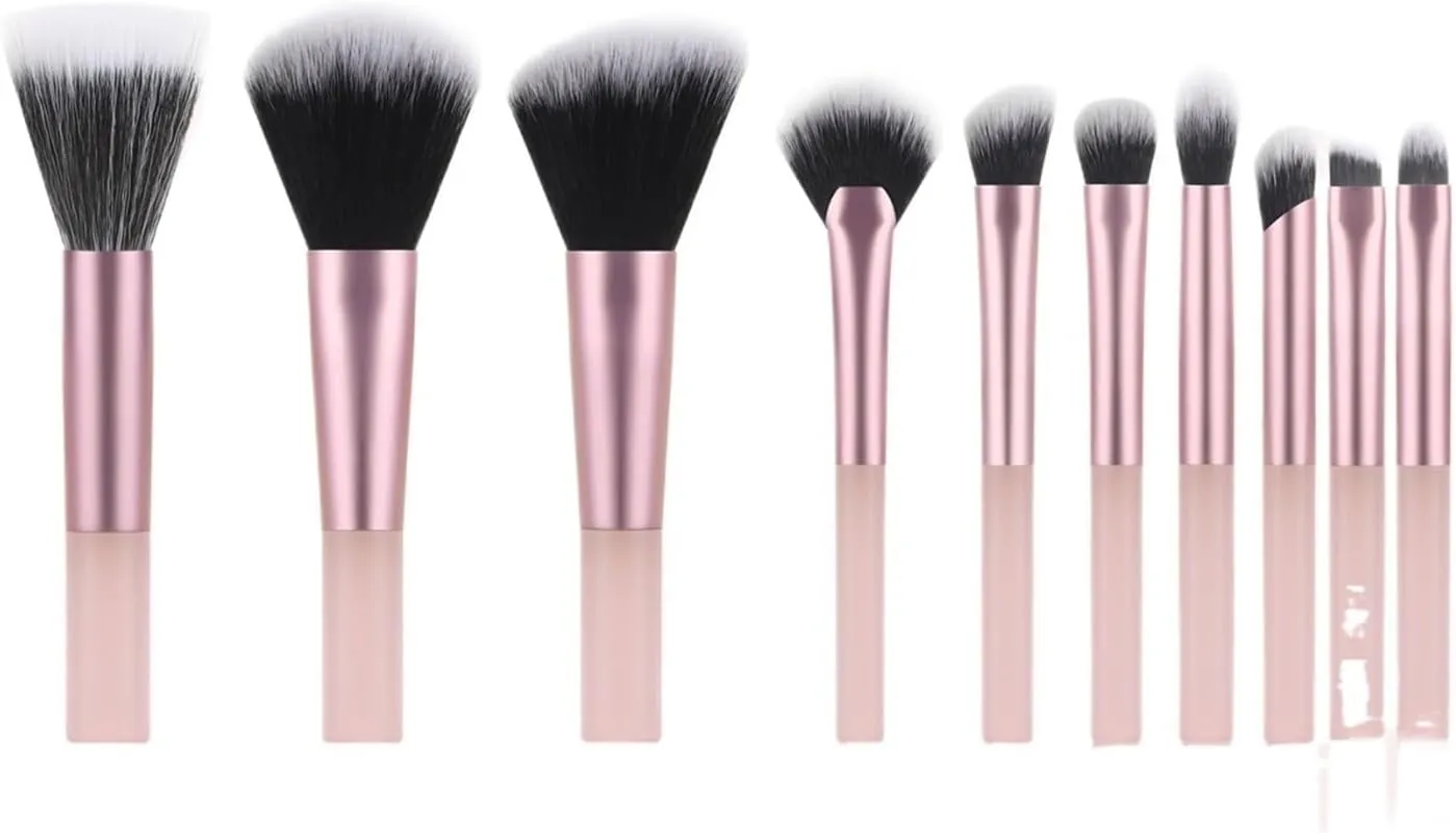 10pcs Multifunctional Makeup Brush Set - mini, Compact and Easy to Carry, Suitable for novices(Pink)