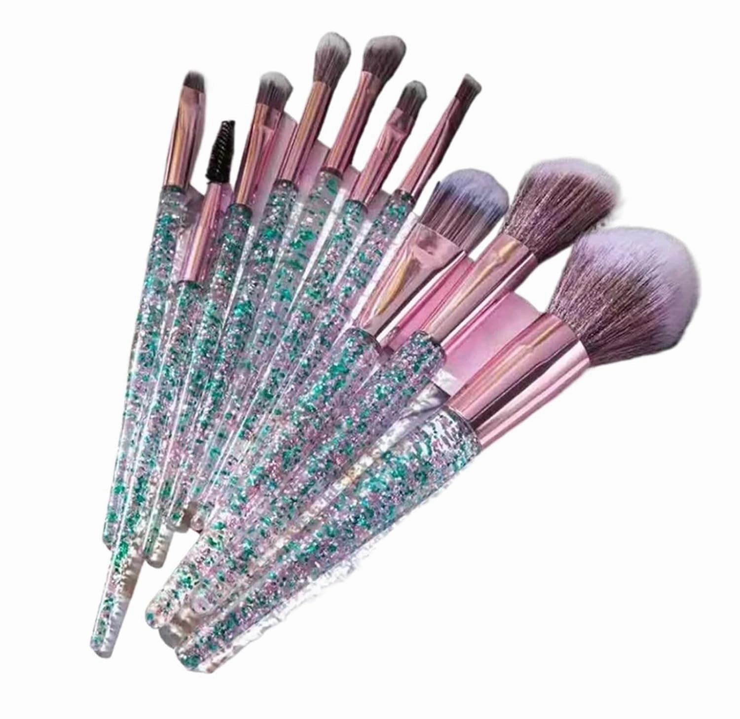 10PCS Makeup Brush Set Professional Super soft detail brush Blush Brush Foundation Concealer Eyeshadow Brush Lady Beauty Tool(Green)