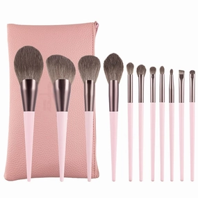 11Pcs Makeup Brushes Set with Bag Powder Contour Highlighting Eyeshadow Blending Eye Brow Eyeliner Make Up Tool Brush