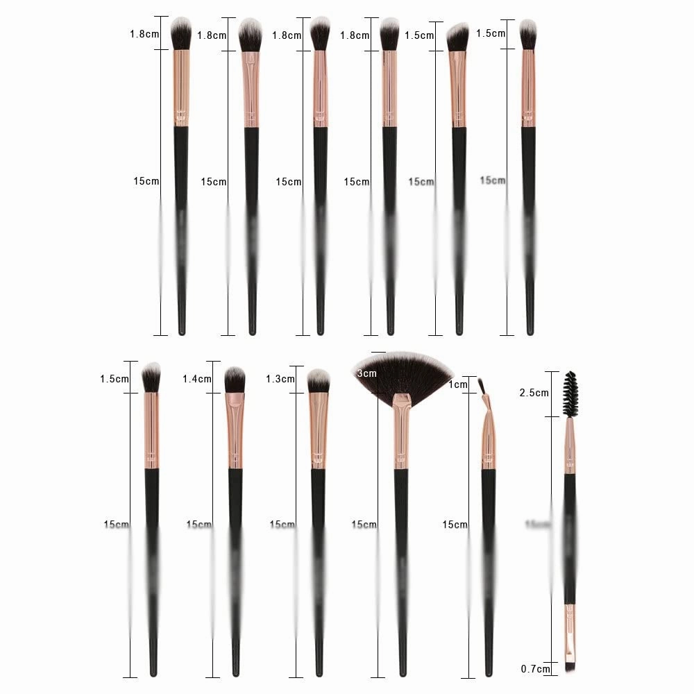 12 Eye Makeup Brushes Set Soft Bristles Eye Shadow Brush Nose Shadow Detail Eye Liner Brush(D)