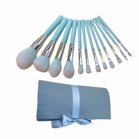 12pc Professional Makeup Brush Set Bag Double Sided Makeup Tools for Women Eye Shadow Blush Foundation Cosmetics Brush Set Wood Handle Silky Nylon Bristles