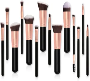 14pc Makeup Brush Set Beauty Tools Flat Slant Eye Shadow Brow Full Set Brushes