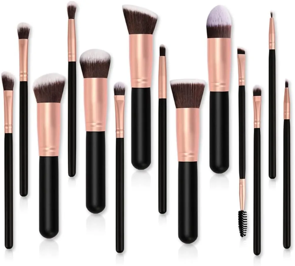 14pc Makeup Brush Set Beauty Tools Flat Slant Eye Shadow Brow Full Set Brushes