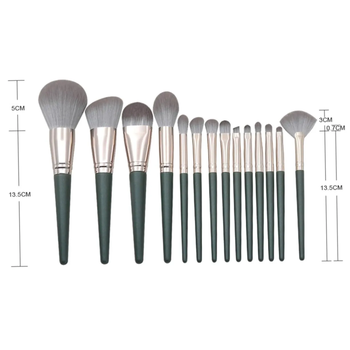 14pcs Makeup Brush Set Wooden Handle Blackish Green Cosmetic Brushes for Foundation Blush Eyeshadow and Contour for Daily and Special Occasions