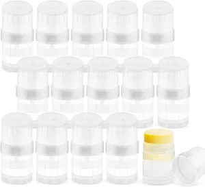 15 Pack 1 oz Plastic Deodorant Containers,Empty Small Round Twist-Up Solid Stick Tube Container for Homemade Deodorant,Shaving Soap Stick,Heel Lip Balm,Solid Lotion Bars-Top Filling,Clear
