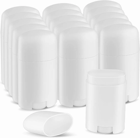 15 Pack 1.7 oz/50ml Plastic Deodorant Containers,Empty Round Twist-Up Solid Stick Tube Applicators Container for Deodorant,Shaving Soap Stick,Heel Lip Balm,Solid Lotion Bars-Top Filling,White
