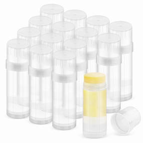 15 Pack 2 oz/60ml Plastic Deodorant Containers,Empty Round Twist-Up Solid Stick Tube Container for Homemade Deodorant,Shaving Soap Stick,Heel Lip Balm,Solid Lotion Bars-Top Filling,Clear