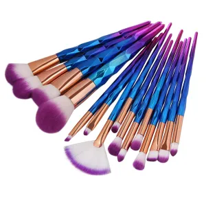 15pcs Makeup Brushes Set,Diamond Handle Cosmetic Brushes Kit For Powder Liquid Foundation Blush Eye Shadow (purple)