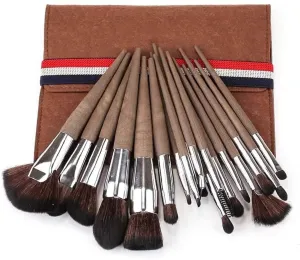 16pcs Soft Synthetic Fibers Hair Make Up Brushes Lip Eyelash Powder Blending Large Fan Brush Beige Essential Set (Color : B)