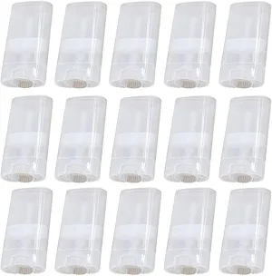 20 PCS 15ml Clear Empty Plastic Oval Deodorant Containers Oval Lip Balm Tubes Lipstick Tubes 0.5 Oz Deodorant Sticks Tube Oval Twist-Up Tubes BPA Free for DIY Homemade Crayon Chapstick Holder