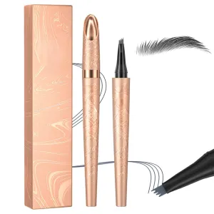 2025 New Microblading Eyebrow Pen, Waterproof Eyebrow Pencil, Eye Brow Pen with 4 Tip, Long-lasting Natural Eyebrow Makeup Fine Stroke Magic Eyebrow Pencil Stay on All Day (Gray)