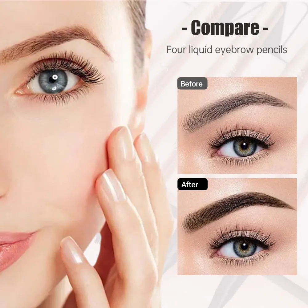 2025 New Microblading Eyebrow Pen, Waterproof Eyebrow Pencil, Eye Brow Pen with 4 Tip, Long-lasting Natural Eyebrow Makeup Fine Stroke Magic Eyebrow Pencil Stay on All Day (Gray)