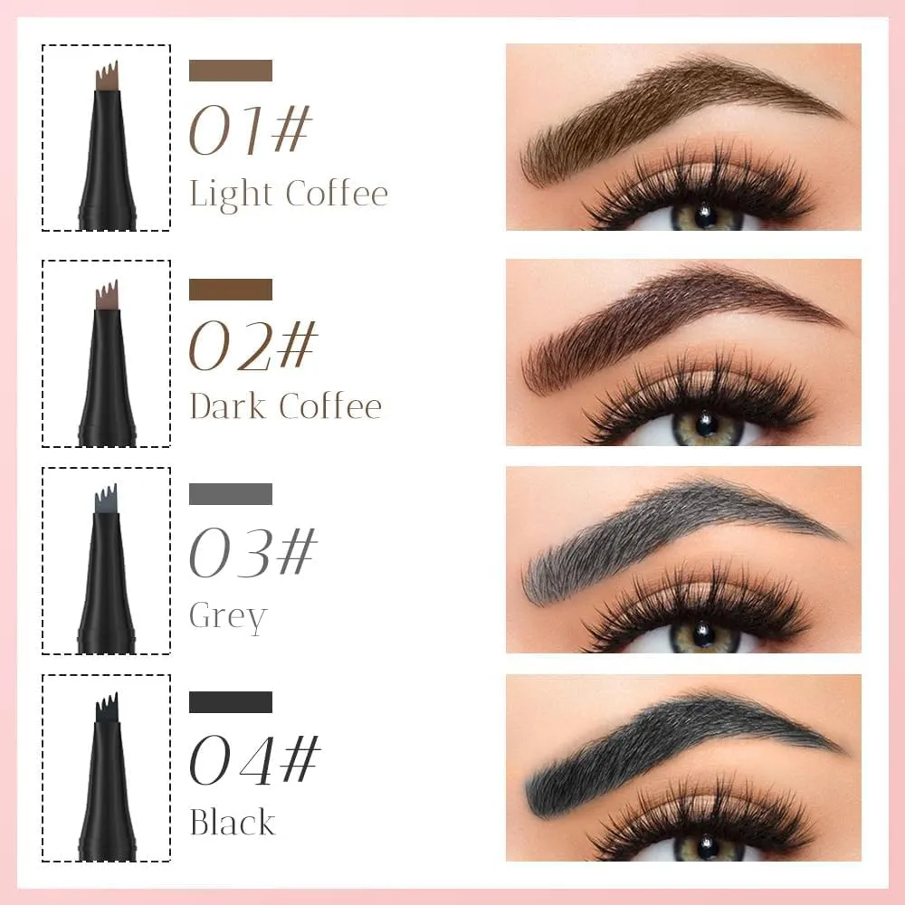 2025 New Microblading Eyebrow Pen, Waterproof Eyebrow Pencil, Eye Brow Pen with 4 Tip, Long-lasting Natural Eyebrow Makeup Fine Stroke Magic Eyebrow Pencil Stay on All Day (Gray)