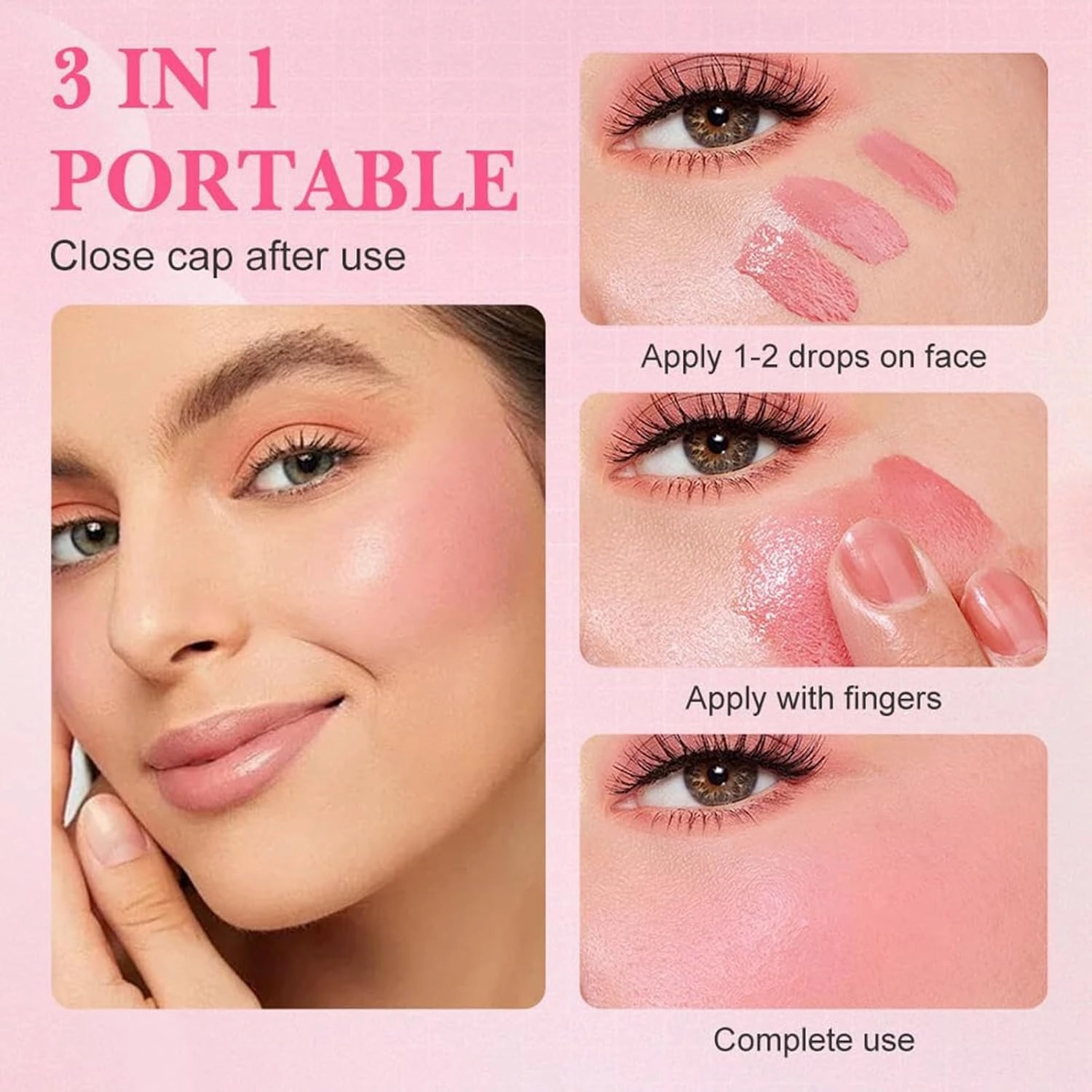 2025 new jelly color liquid blush, cool jelly color blush, with sponge head, easy to apply, natural matte makeup effect, suitable for daily makeup, long-lasting and natural