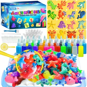 24 Gels Magic Water Elf Toy Kit - Aqua Fairy Water Gel Kits with 16 Molds, DIY Squishy Maker Set for Kids, Water Pets Squishies Toys, Party Favors Arts & Crafts Gift for Boys & Girls