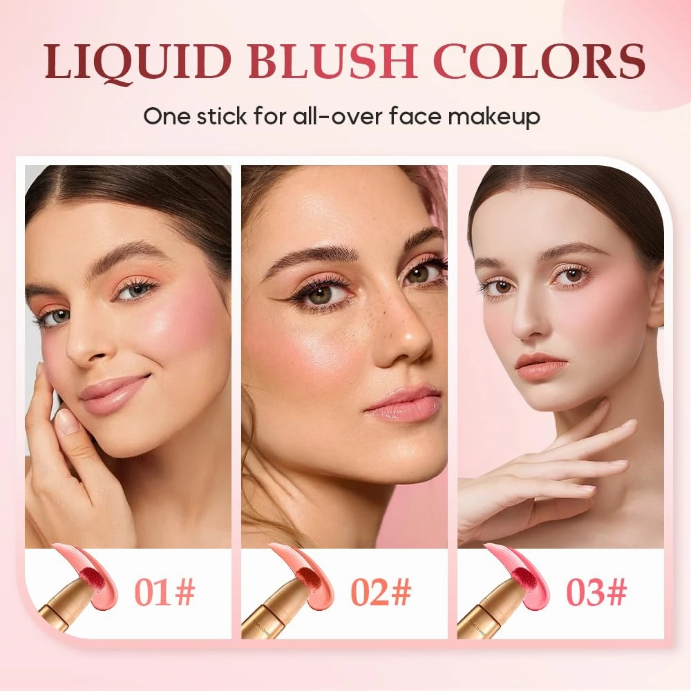 2 In 1 Waterproof Liquid Contour Wand & Blush Wand Contour Stick Makeup with Applicator for Women (Blush Wand#01, 15ml)