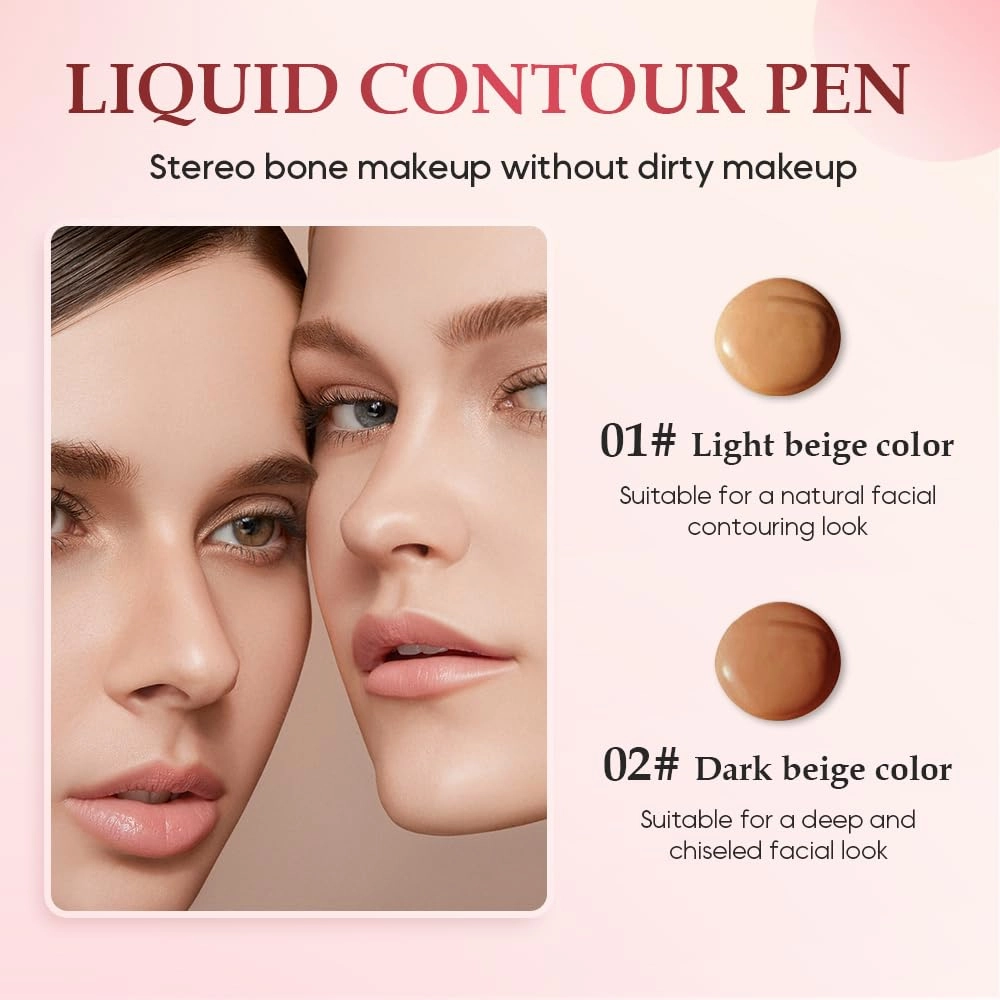 2 In 1 Waterproof Liquid Contour Wand & Blush Wand Contour Stick Makeup with Applicator for Women (Blush Wand#01, 15ml)