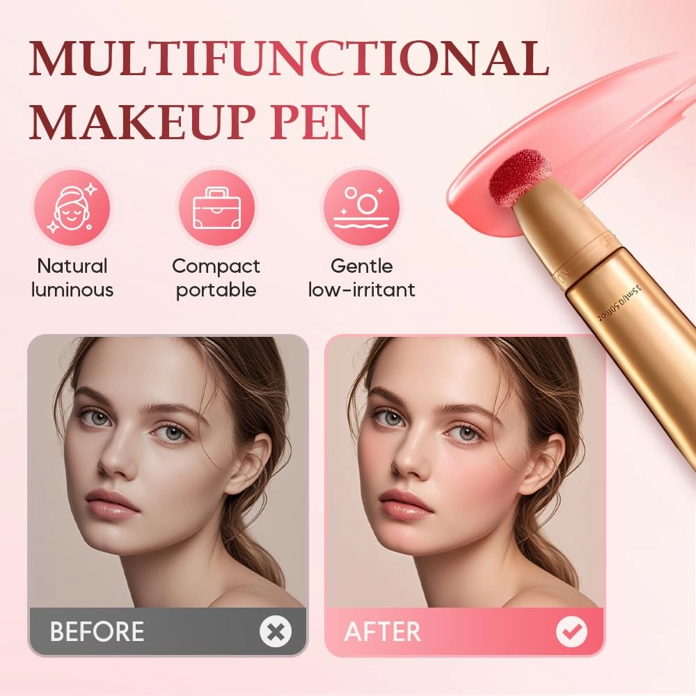 2 In 1 Waterproof Liquid Contour Wand & Blush Wand Contour Stick Makeup with Applicator for Women (Blush Wand#01, 15ml)