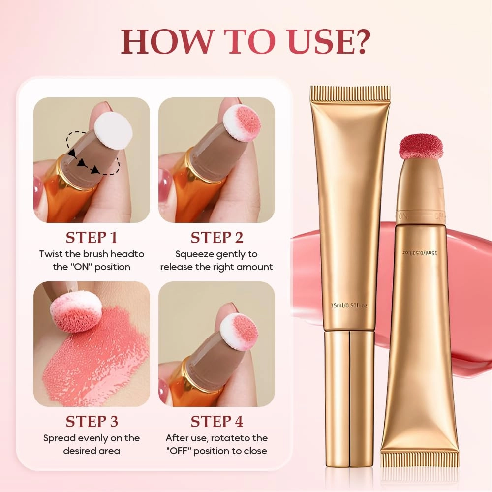 2 In 1 Waterproof Liquid Contour Wand & Blush Wand Contour Stick Makeup with Applicator for Women (Blush Wand#01, 15ml)