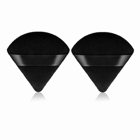 2Pcs Triangle Powder Puff Face Makeup Sponge Soft Velvet Cosmetic Puff Blender Beauty Foundation Sponge Make Up Accessories(2pcs-Black)