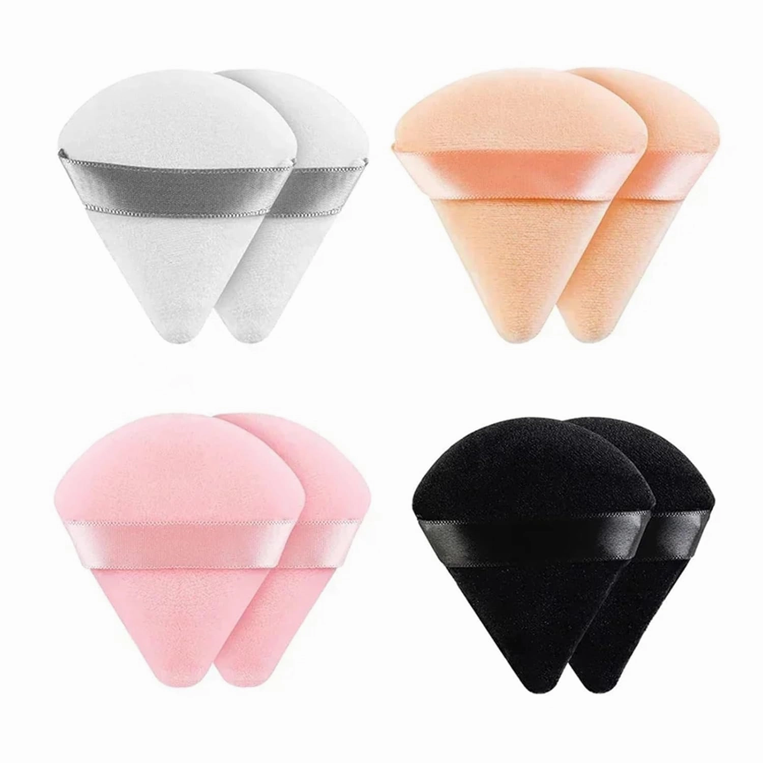 2Pcs Triangle Powder Puff Face Makeup Sponge Soft Velvet Cosmetic Puff Blender Beauty Foundation Sponge Make Up Accessories(2pcs-Black)