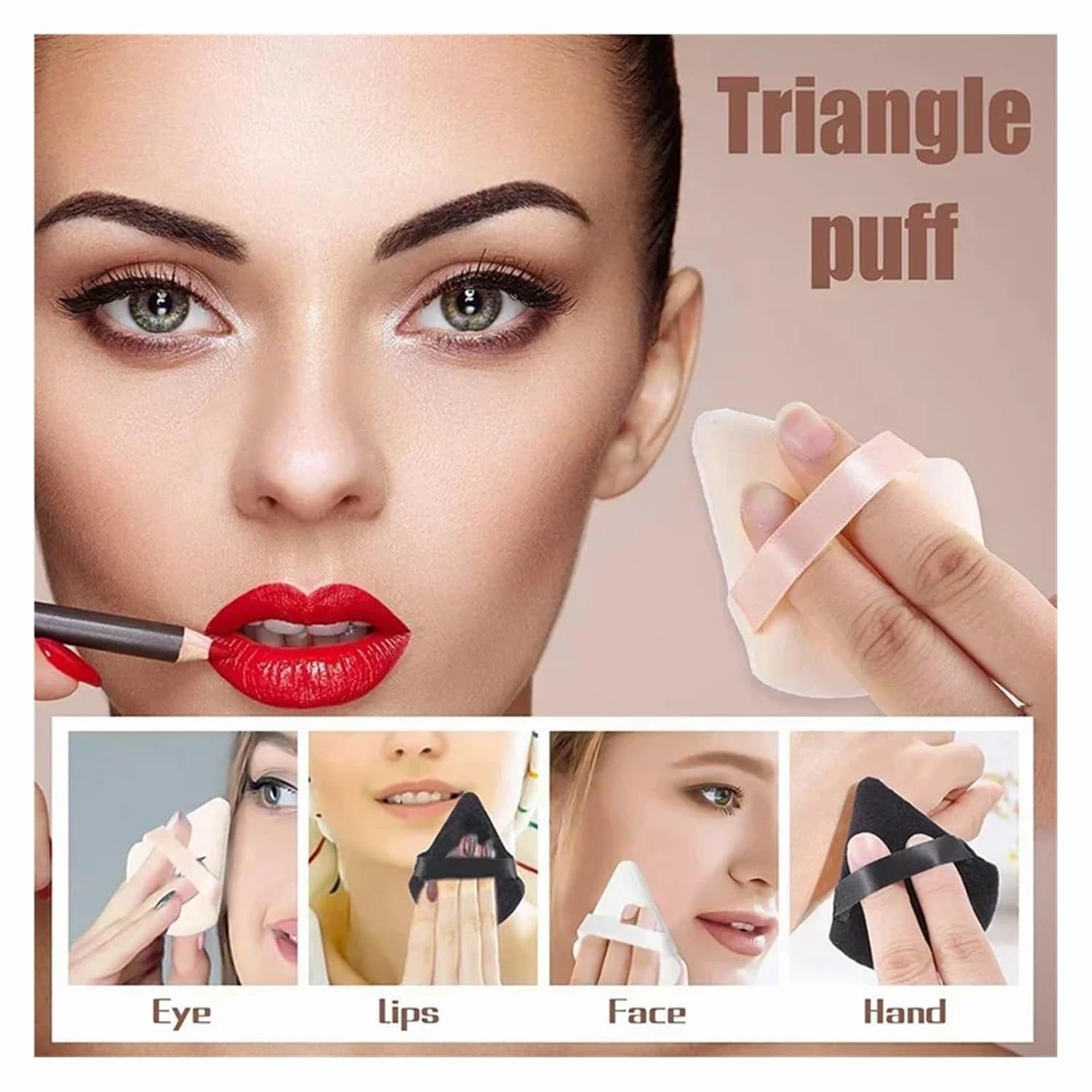 2Pcs Triangle Powder Puff Face Makeup Sponge Soft Velvet Cosmetic Puff Blender Beauty Foundation Sponge Make Up Accessories(2pcs-Black)