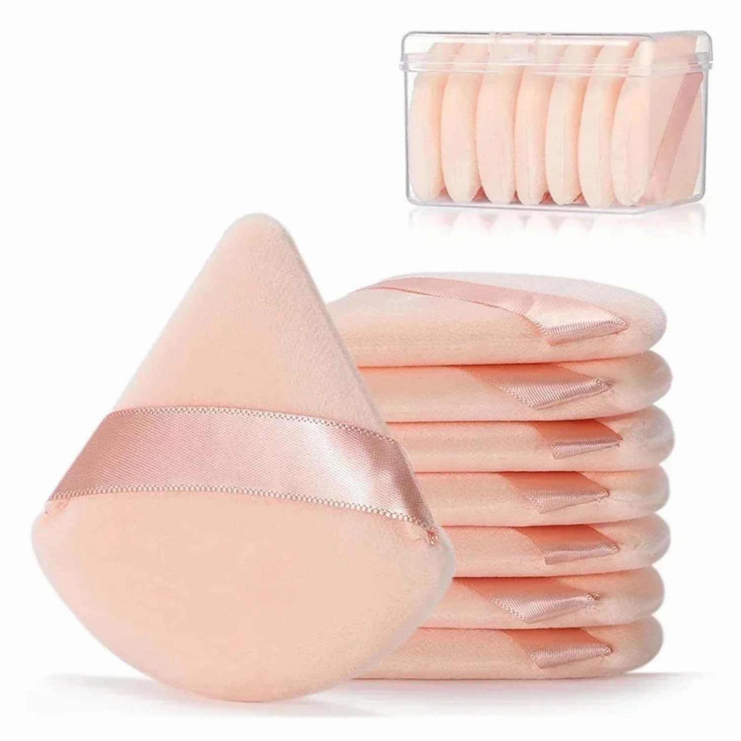 2Pcs Triangle Powder Puff Face Makeup Sponge Soft Velvet Cosmetic Puff Blender Beauty Foundation Sponge Make Up Accessories(2pcs-Black)