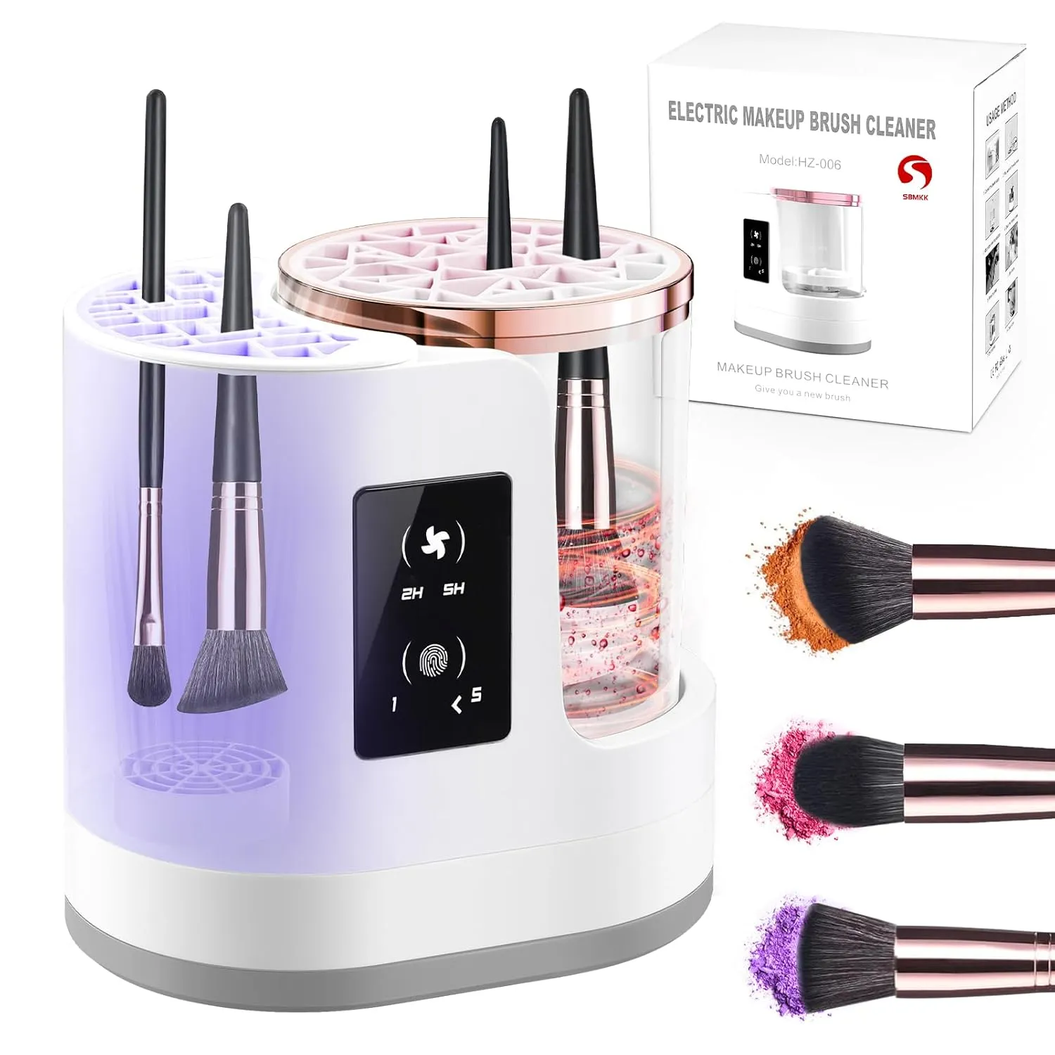 3-IN-1 Electric Makeup Brush Cleaner Machine and Dryer, SBMKK Automatic Make Up Brush Cleaner Tool, for All Size Brush Sponges Beauty Cosmetic Set