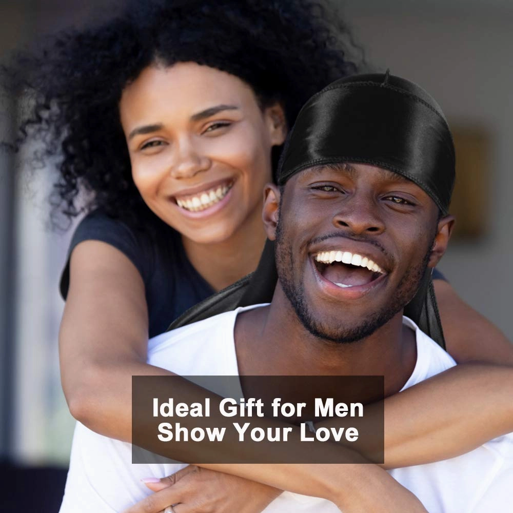 3pcs Silky Durag with Wave Brush for Men 360, Curved Medium/Hard Hair Brush Kits,C
