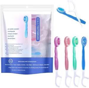 5 in 1 Mini Brush, Toothpaste and Floss Tongue Scraper Toothpick Set, 26 Pcs Portable Mini Disposable Toothbrushes with Toothpaste, Plane Travel Essentials