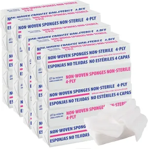 5000P Gauze Pads 2"x2" - 200-Pack, 4-Ply Non-Woven Sponges Non-Sterile, All-Purpose Dental and Surgical Sponges Including First Aid Kits and Medical Facilities and All Purpose