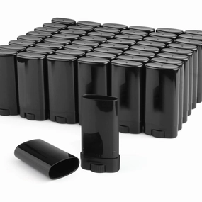 50 Pack 0.5 oz/15ml Black Sample Deodorant Container,Empty Oval Twist-Up Plastic Tubes Containers for Chapstick,Large Lip Balm,Lotion Bar Sticks,Perfume Solid Lotion,Homemade Salve,Pocket Deodarant