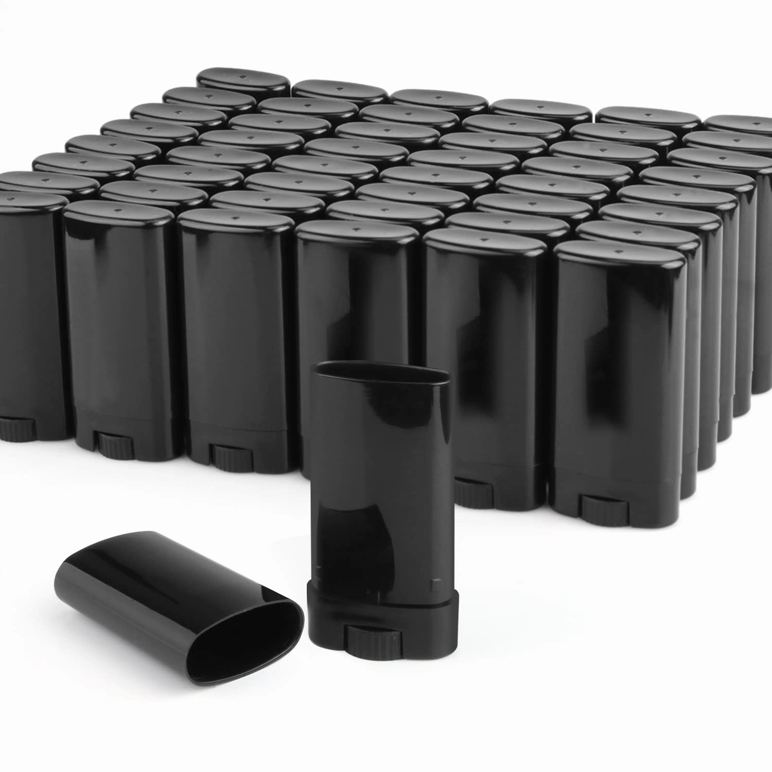 50 Pack 0.5 oz/15ml Black Sample Deodorant Container,Empty Oval Twist-Up Plastic Tubes Containers for Chapstick,Large Lip Balm,Lotion Bar Sticks,Perfume Solid Lotion,Homemade Salve,Pocket Deodarant