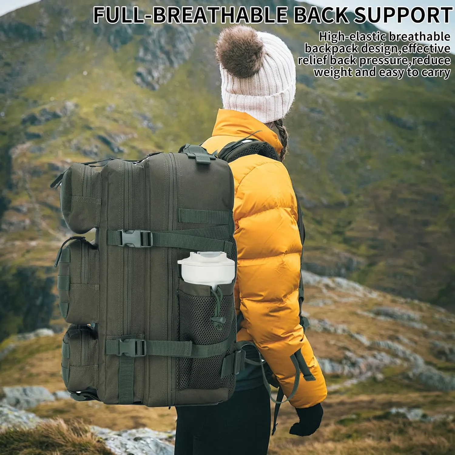 55L Tactical Backpack Heavy Duty Military Rucksack Molle Backpack 3 Day Assault Pack for Work Outdoors