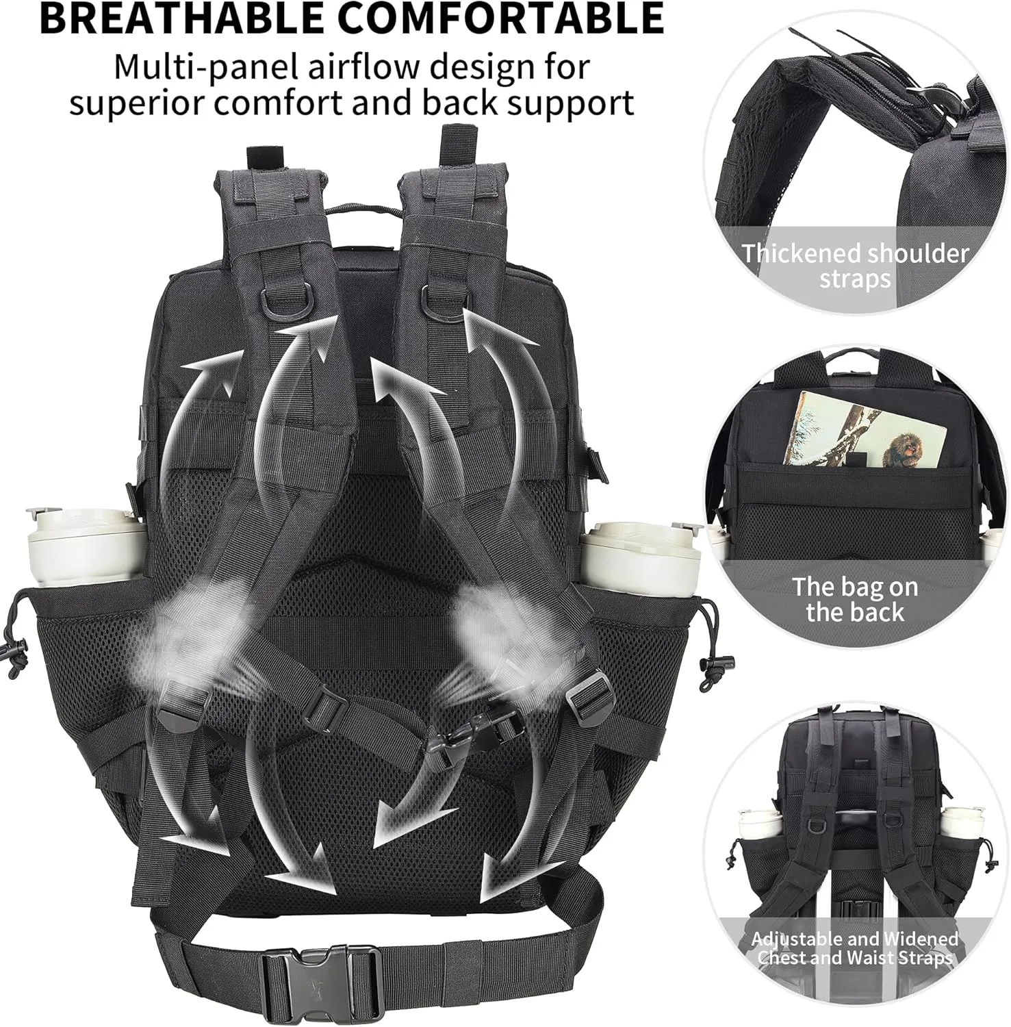 55L Tactical Backpack Heavy Duty Military Rucksack Molle Backpack 3 Day Assault Pack for Work Outdoors