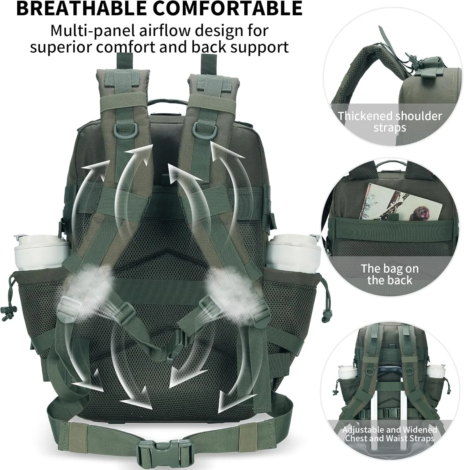 55L Tactical Backpack Heavy Duty Military Rucksack Molle Backpack 3 Day Assault Pack for Work Outdoors